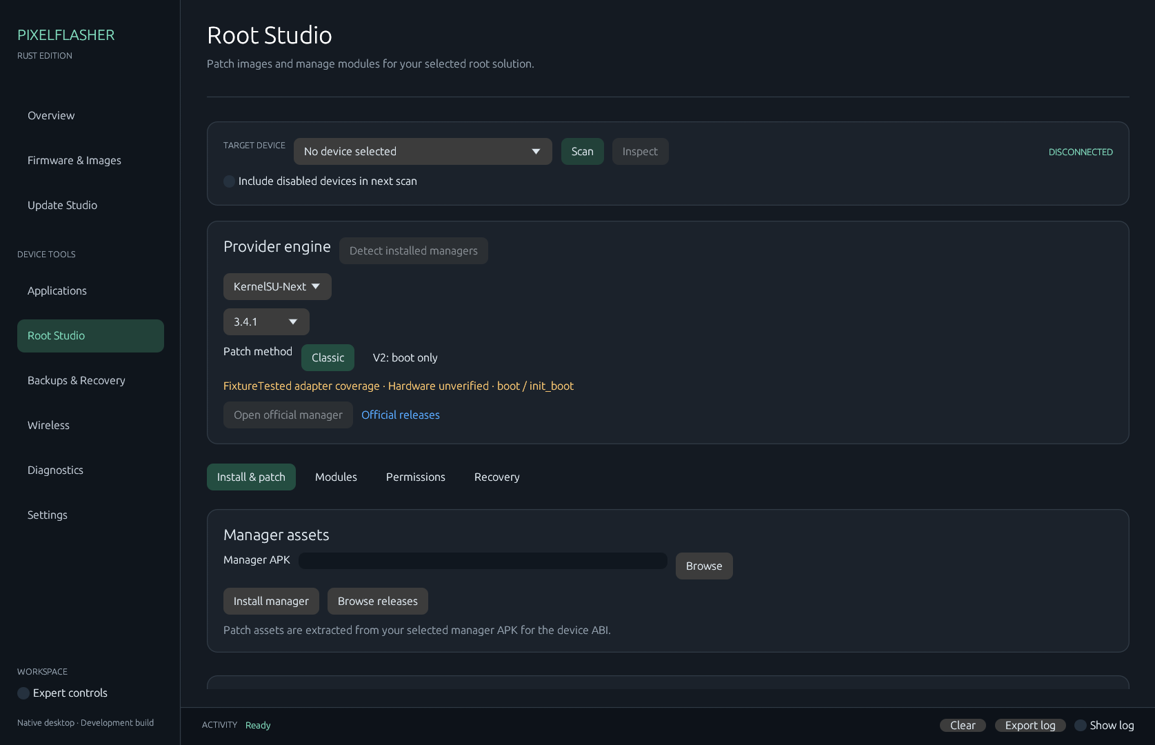 Root Studio with provider selection